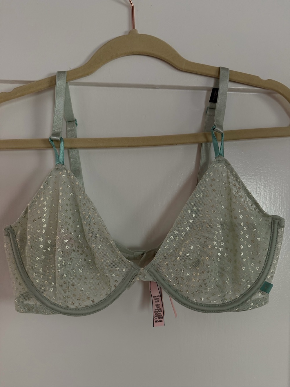 Victoria's Secret Sage Green Star Mesh Underwire Bra